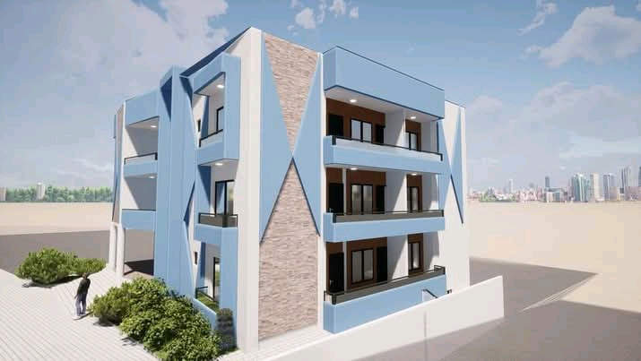 Rendu 3D Résidence moderne bleue